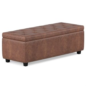 Hamilton 48&quot Transitional Rectangle Ottoman in Umber Brown Faux Leather