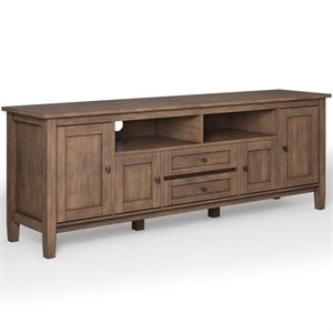 Simpli Home Warm Shaker Wood 72&quot Transitional TV Media Stand in Rustic Natural Brown For TVs up to 80&quot