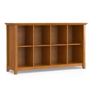 Simpli Home Acadian Wood 8 Cube 57&quot Sofa Table in Light Golden Brown