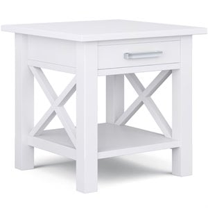 Simpli Home Kitchener 21&quot Square Contemporary Solid Wood End Table in White