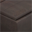 Simpli Home Avalon Faux Air Leather Storage Ottoman in Distressed Brown