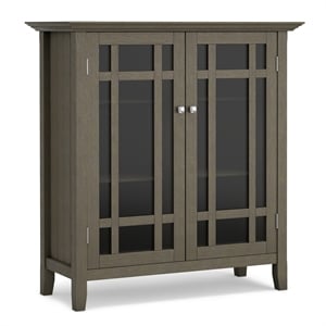 Simpli Home Bedford Wood 39&quot Transitional Medium Cabinet in Farmhouse Gray
