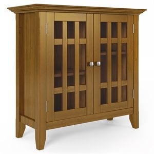 Bedford Wood 32&quot Transitional Low Media Cabinet in Light Golden Brown