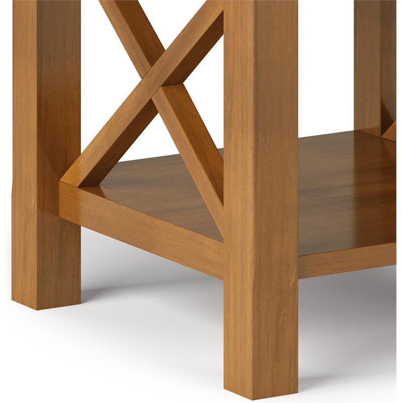 Simpli Home Kitchener Solid Wood Square End Table in Light Golden Brown