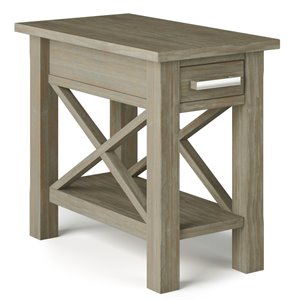 Simpli Home Kitchener Solid Wood Narrow Side Table in Gray