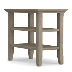 Simpli Home Acadian Wood 14&quot Rectangle Transitional Narrow Side Table in Gray