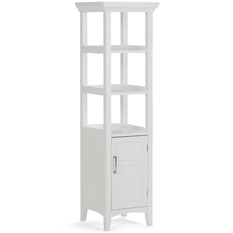 Simpli Home Avington Contemporary Wooden Bath Storage Tower in Pure White