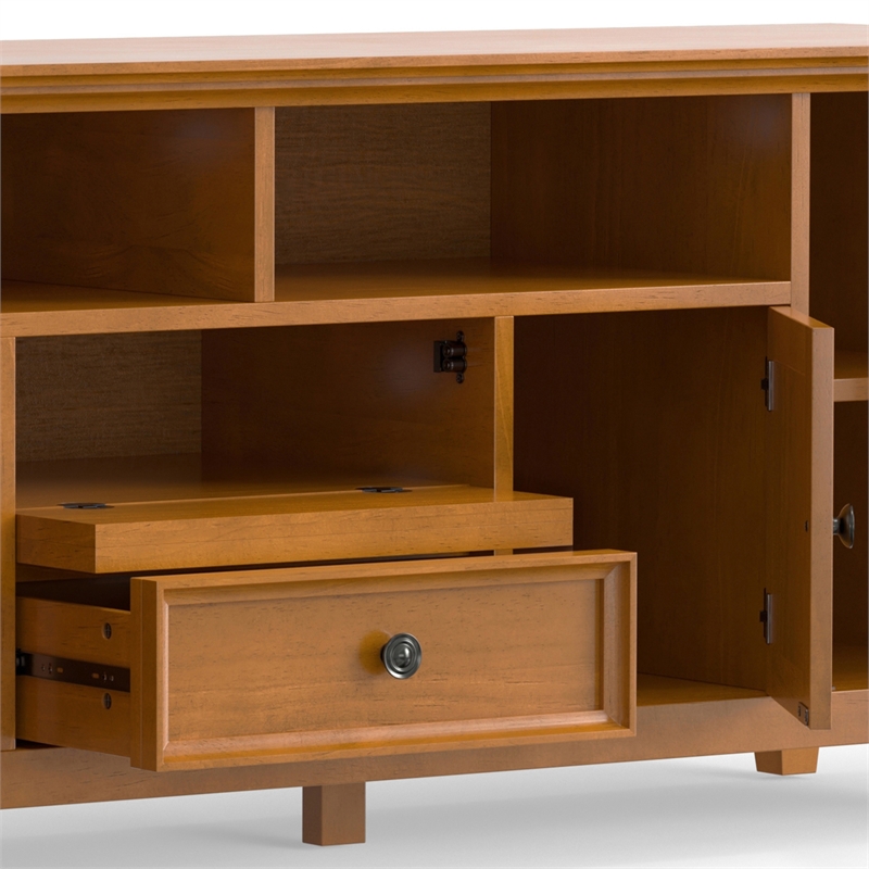 Amherst 72 inch Wide Solid Wood Transitional TV Stand in Light Golden Brown