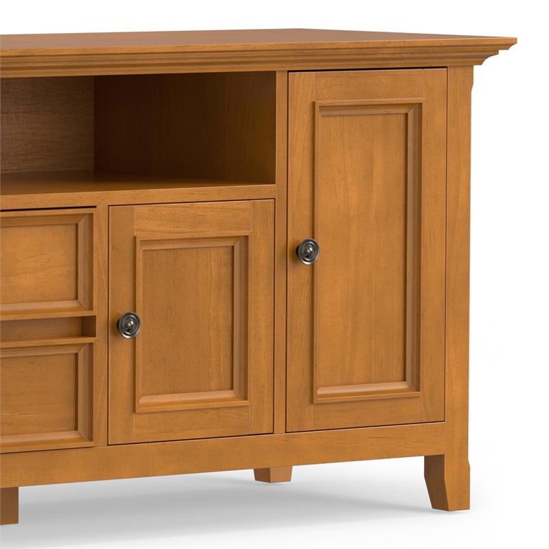 Amherst 72 inch Wide Solid Wood Transitional TV Stand in Light Golden Brown