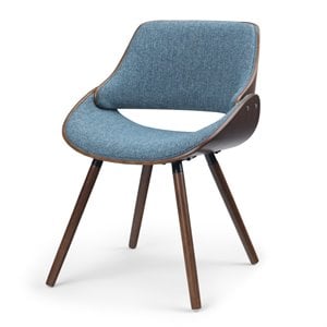 Simpli Home Malden Woven Fabric Bentwood Dining Chair in Denim Blue