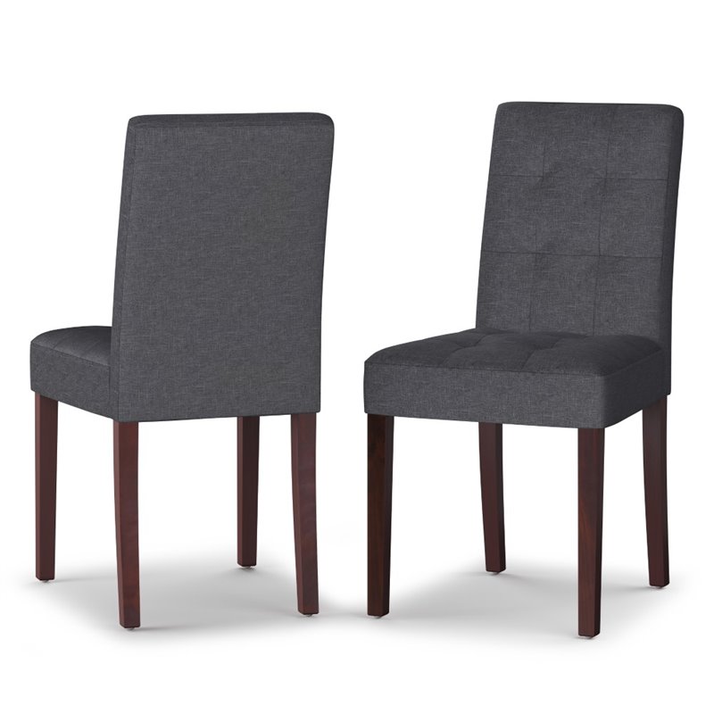 Simpli Home Andover Fabric Parsons Dining Chair in Slate Gray (Set of 2)