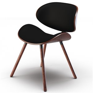 Simpli Home Marana Mid Century Modern Faux Leather Dining Chair in Black