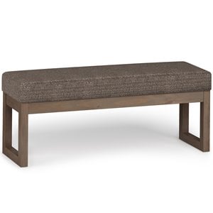 Simpli Home Milltown 44&quot Tweed Fabric Upholstered Ottoman Bench in Mink Brown
