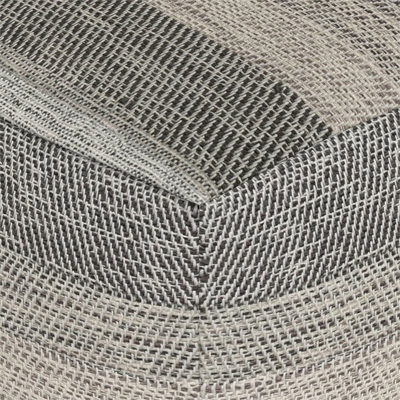 Simpli Home Clay Boho Square Pouf in Gray Melange Cotton