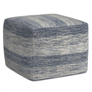 Simpli Home Clay Boho Square Pouf in Patterened Teal Melange Cotton