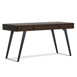 Simpli Home Lowry 54&quot Solid Wood Modern Computer Desk in Hickory Brown