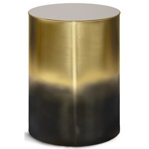 Simpli Home Curtis Industrial 16 &quot Metal Metal Cylinder Accent Table in Ombre Black- Gold