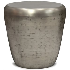 Simpli Home Garvy 22&quotWD Industrial Metal Side Table in Antique Silver&Assembled