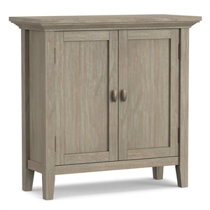 Redmond Solid Wood 32 &quot Transitional Low Storage Cabinet in Distressed Gray