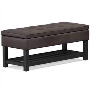 Cosmopolitan 44&quotTransitional Rectangle Ottoman Bench in Brown Faux Leather