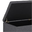 Simpli Home Harrison Small Coffee Table Storage Ottoman in Slate Gray Linen Look