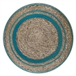 Serena Contemporary Round Braided Pouf in Deep Aqua Blue Cotton