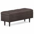 Shay 48 in.W Modern Storage Ottoman in Distressed Chestnut Brown Faux Leather