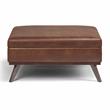 Owen 40 in.W Coffee Table StorageOttoman in Distressed Saddle Brown Faux Leather