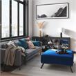 Owen 36 in.W Mid Century Coffee Table Storage Ottoman in Blue Velvet Fabric
