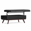 Owen 42 in.W LiftTop Large Coffee Table Ottoman in Distressed Black Faux Leather
