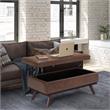 Owen 42in.W Lift top Coffee Table in Distressed Chestnut Brown Faux Leather