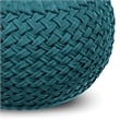 Grafton Transitional Round Pouf in Teal Green Velvet Fabric with Woven Details