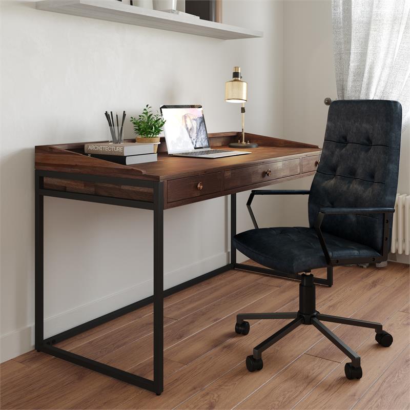 Foley Swivel Adjustable Executive Computer Office Chair in Distressed Blue