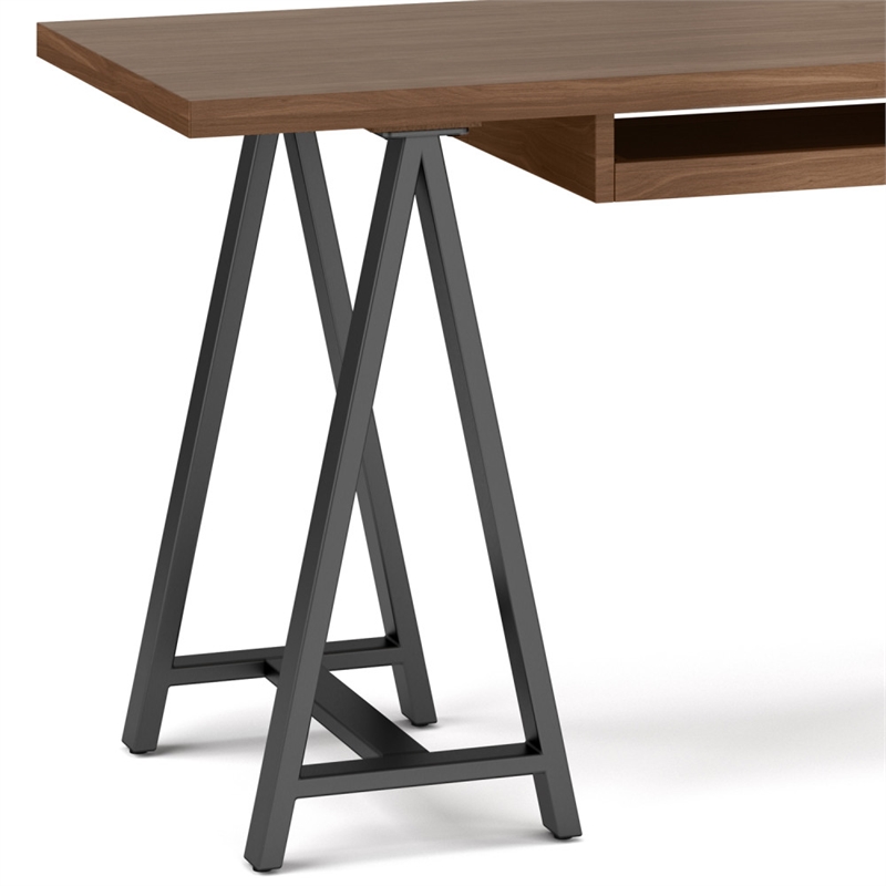 Sawhorse Industrial 60 inch Wide SOLID WALNUT WOOD and Metal Desk
