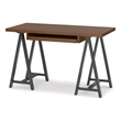 Sawhorse Industrial 50 inch Wide SOLID WALNUT WOOD and Metal Small Desk