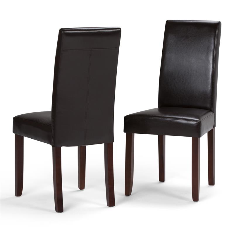 Acadian Transitional Parson Dining Chair(Set of 2) in Tanners Brown Faux Leather