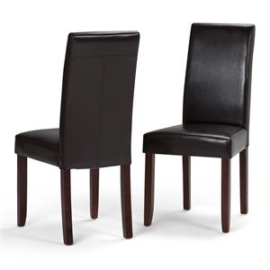 Acadian Transitional Parson Dining Chair(Set of 2) in Tanners Brown Faux Leather