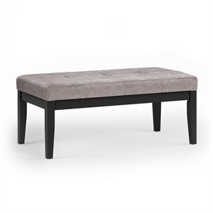 Lacey 43&quot W Rectangle Tufted Ottoman Bench in Distressed Gray Taupe Faux Leather