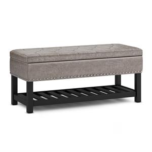 Lomond 43 in. W Rectangle Storage Ottoman Bench in Distressed Gray Faux Leather
