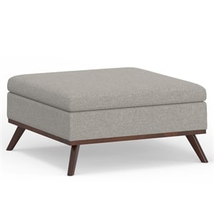 Owen 36 in. W Square Coffee Table Storage Ottoman in Cloud Gray Polyester Fabric