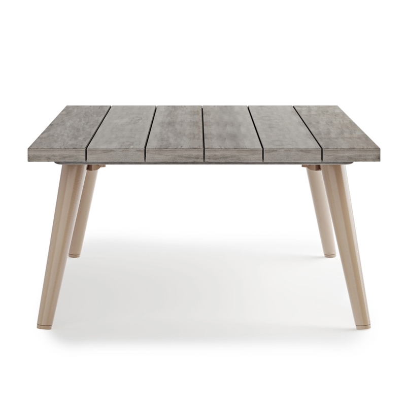 Belize Contemporary 4 Piece Outdoor Conversation Set in Gray Sand Drift Fabric