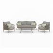 Belize Contemporary 4 Piece Outdoor Conversation Set in Gray Sand Drift Fabric