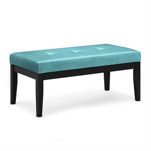Lacey 43&quot Wide Contemporary Rectangle Tufted Ottoman Bench in Aqua Velvet Fabric