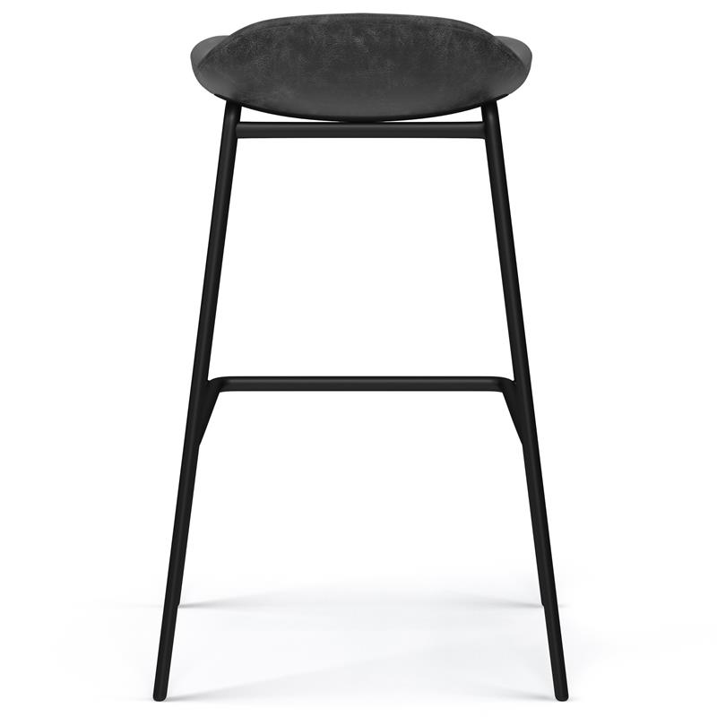 Dafney Contemporary Bar Stool (Set of 2)in Distressed Charcoal Gray Faux Leather