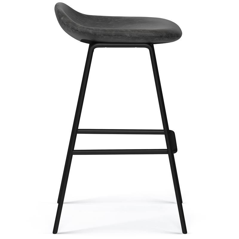 Dafney Contemporary Bar Stool (Set of 2)in Distressed Charcoal Gray Faux Leather