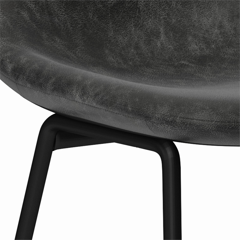 Dafney Contemporary Counter Height Stool (Set of 2) in Distressed Charcoal Gray