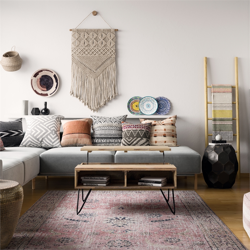 Coleman 6 x 9 Area Rug Contemporary in Pink and Blue