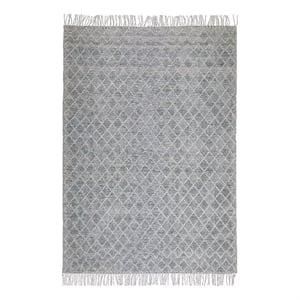 Ogden 6 x 9 Area Rug Contemporary in Ivory and Teal