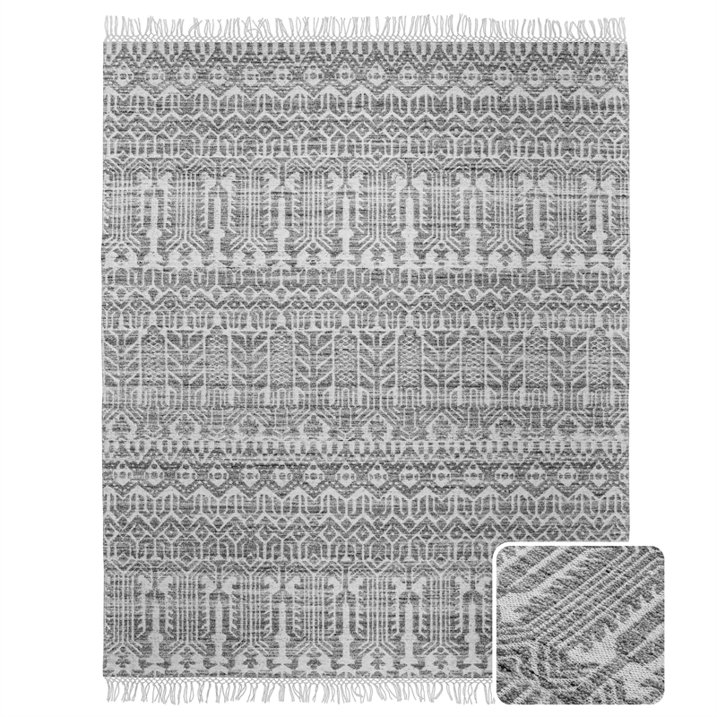 Banning 8 x 10 Area Rug Contemporary in Gray and Ivory