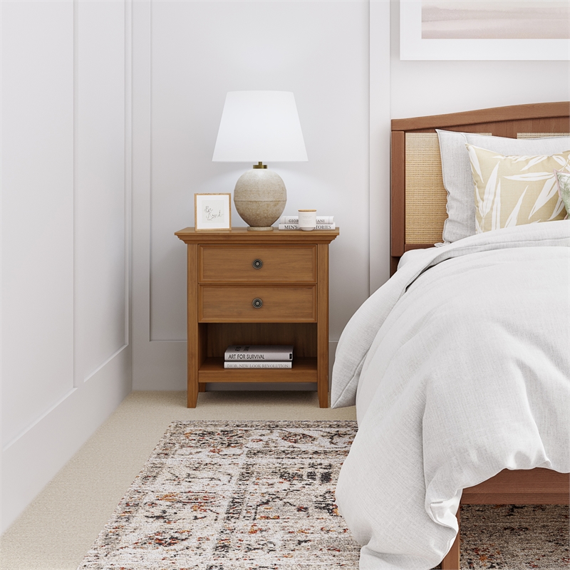 Amherst 24 inch Wide Solid Wood Transitional Bedside Table in Light Golden Brown